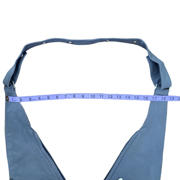 Sash Crossbody Sling Bag in Denim Blue 100% Leather - Picture 5 of 9
